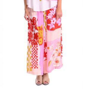 NEW Alembika Floral Wide Leg Pant red pink orange